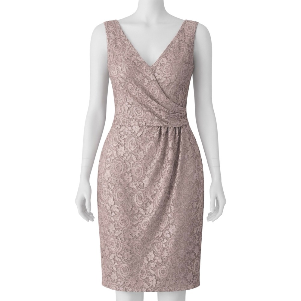 Reiss Lourdes Lace Dress Women‎ 4 Pink Mauve Sheath V-Neck Ruched Cocktail Party